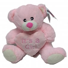 30415-8P:  20cm PINK BEAR WITH HEART